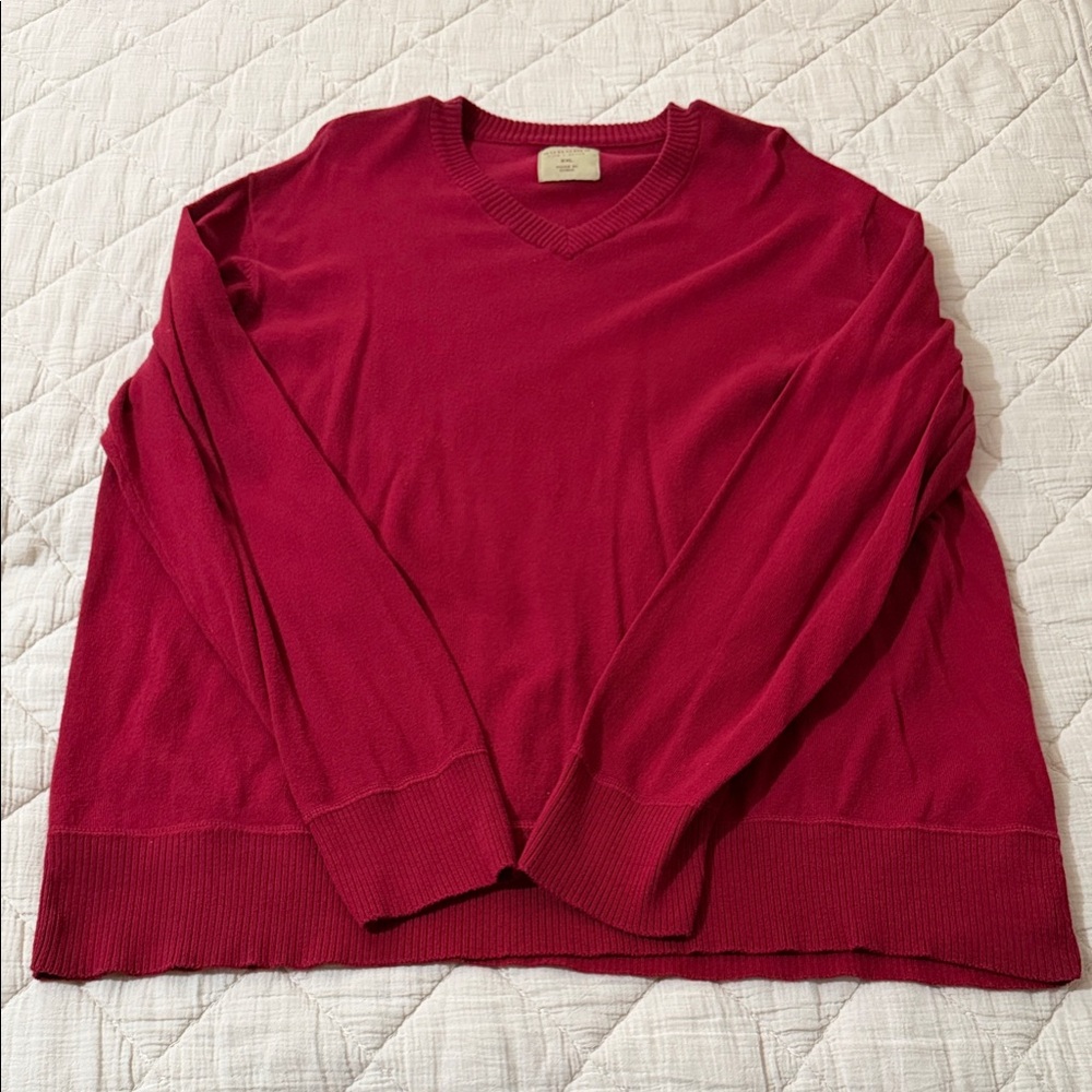 Sonoma Women's V-Neck Sweater in Deep Red